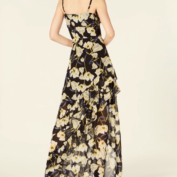 New INC High low dress. Black with blue yellow floral accents size 8P - Picture 6 of 8